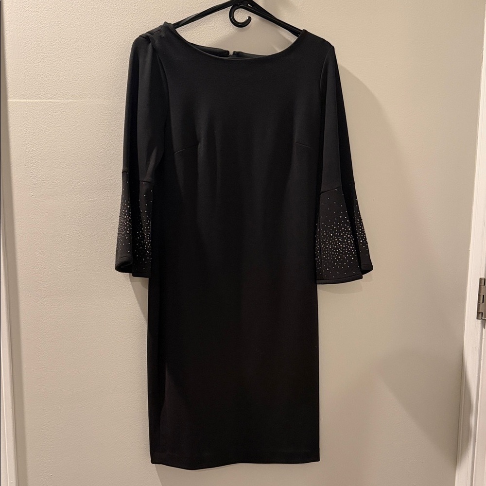 Calvin Klein Black Long Sleeve Dress with Studded Cuffs